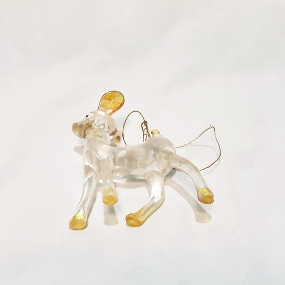 Crystalite Baby Deer Ornament Hard Lucite Vintage 3" Christmas Animal - Picture 8 of 8